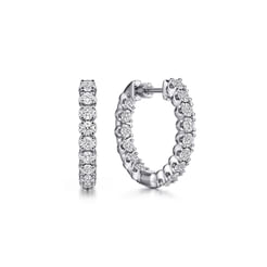 14K White Gold 20mm Diamond Inside Out Hoop Earrings