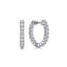 14K White Gold 20mm Diamond Inside Out Hoop Earrings - 1 ct