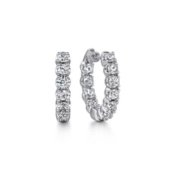 14K White Gold 20mm Diamond Inside Out Hoop Earrings