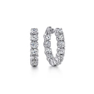 14K White Gold 20mm Diamond Inside Out Hoop Earrings