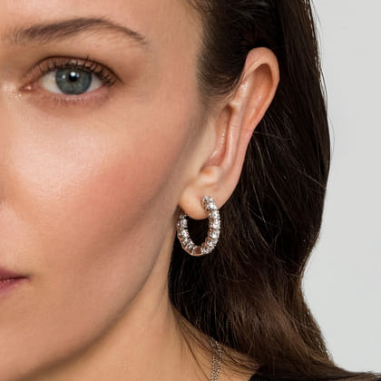 14K White Gold 20mm Diamond Inside Out Hoop Earrings