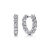 14K White Gold 20mm Diamond Inside Out Hoop Earrings - 3.3 ct