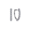 14K White Gold 20mm Diamond Oval Hoop Earrings - 1 ct