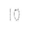 14K White Gold 20mm Diamond Station Classic Hoop Earrings - 0.08 ct