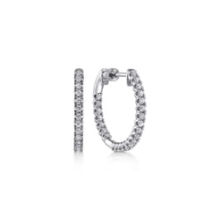 14K White Gold 20mm Inside Out Diamond Hoop Earrings