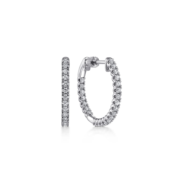 14K White Gold 20mm Inside Out Diamond Hoop Earrings - 0.5 ct - Shot 1