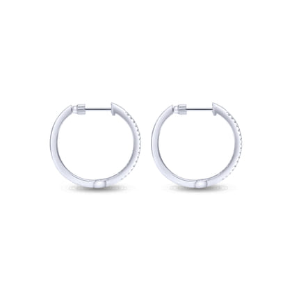 14K White Gold 20mm Round Classic Diamond Hoop Earrings