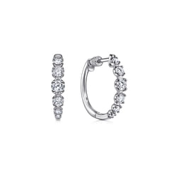14K White Gold 20mm Round Classic Diamond Hoop Earrings