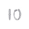 14K White Gold 20mm Round Classic Diamond Hoop Earrings - 0.75 ct