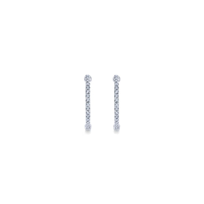 14K White Gold 20mm Round Inside Out Diamond Hoop Earrings