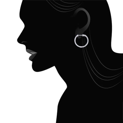 14K White Gold 20mm Round Inside Out Diamond Hoop Earrings