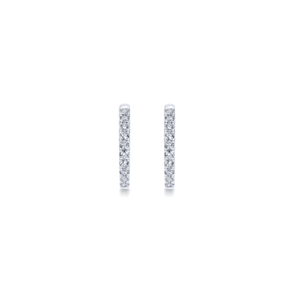 14K White Gold 20mm Round Inside Out Diamond Hoop Earrings