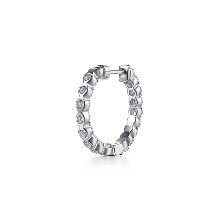 14K White Gold 20mm Round Inside Out Diamond Hoop Earrings - 1.95 ct - Shot 2