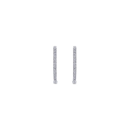 14K White Gold 20mm Round Inside Out Diamond Hoop Earrings