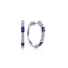 14K White Gold 20mm Sapphire and Diamond Classic Hoop Earrings - 0.35 ct