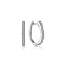 14K White Gold 20mm Slim Pave Diamond Huggie Earrings - 0.25 ct