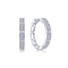 14K White Gold 25mm Diamond Station Classic Hoop Earrings - 1 ct