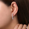 14K White Gold 25mm Diamond Station Classic Hoop Earrings - 1 ct