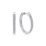 14K White Gold 25mm Round Diamond Classic Hoop Earrings - 1 ct