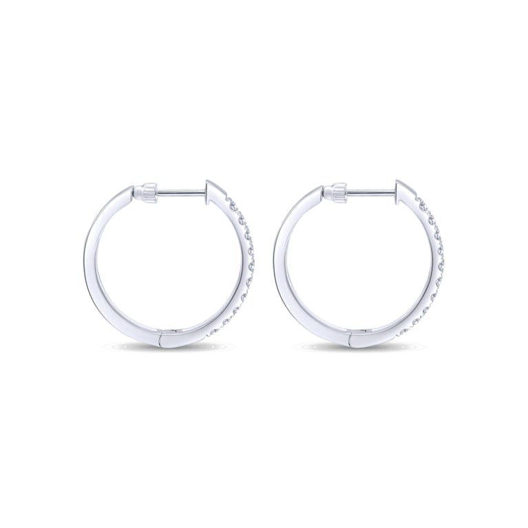 14K White Gold 25mm Round Diamond Classic Hoop Earrings - 1 ct - Shot 2