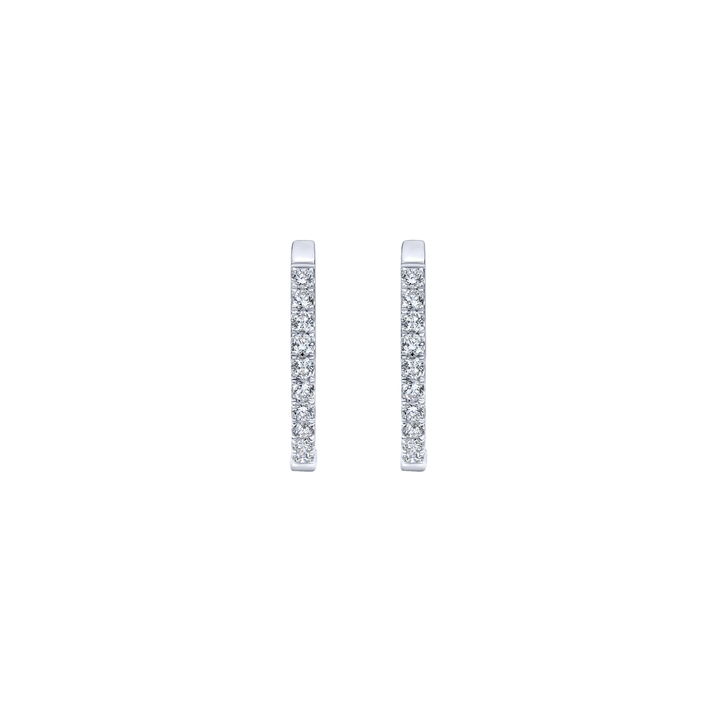 14K White Gold 25mm Round Diamond Classic Hoop Earrings - 1 ct - Shot 3