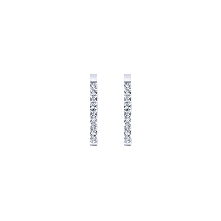 14K White Gold 25mm Round Diamond Classic Hoop Earrings - 1 ct - Shot 3