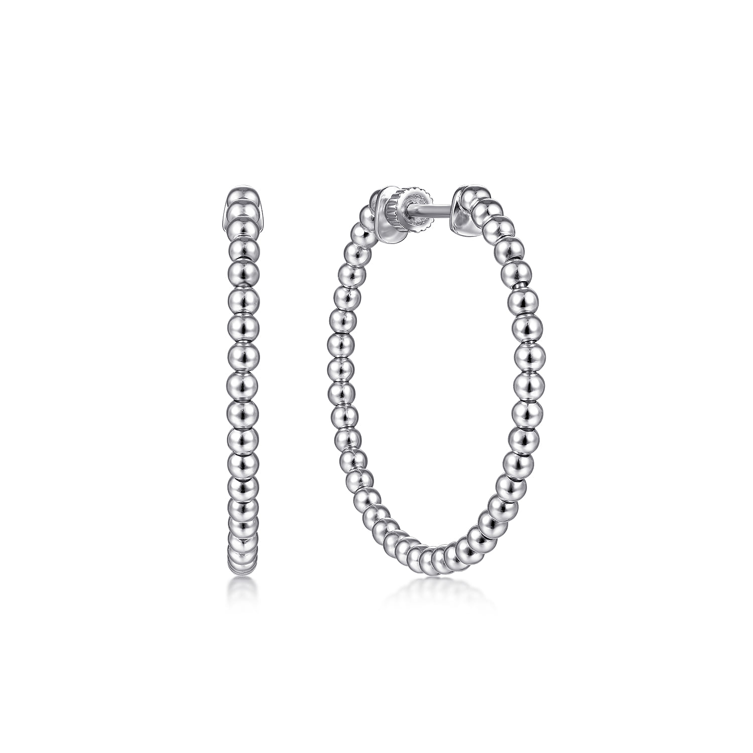 14K White Gold 30mm Bujukan Classic Hoop Earrings - Shot 1