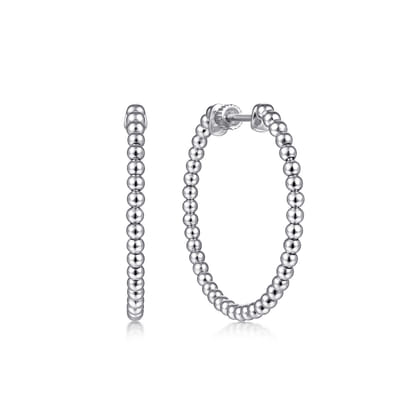 14K White Gold 30mm Bujukan Classic Hoop Earrings
