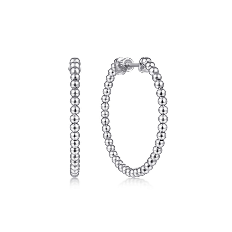 14K White Gold 30mm Bujukan Classic Hoop Earrings - Shot 1
