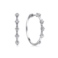 14K White Gold 30mm Classic Diamond Hoop Earrings