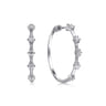 14K White Gold 30mm Classic Diamond Hoop Earrings - 1 ct