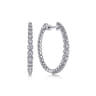 14K White Gold 30mm Diamond Classic Hoop Earrings - 0.95 ct