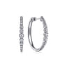 14K White Gold 30mm Diamond Classic Oval Hoop Earrings - 0.72 ct