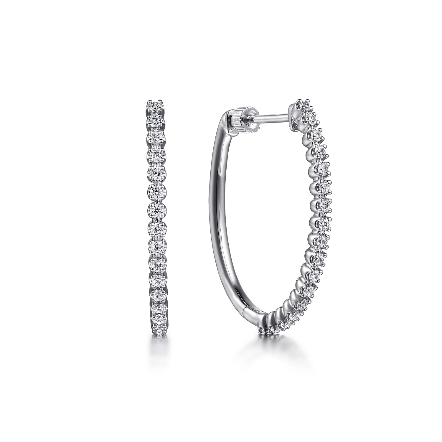 14K White Gold 30mm Diamond Hoop Earrings - 0.5 ct - Shot 1