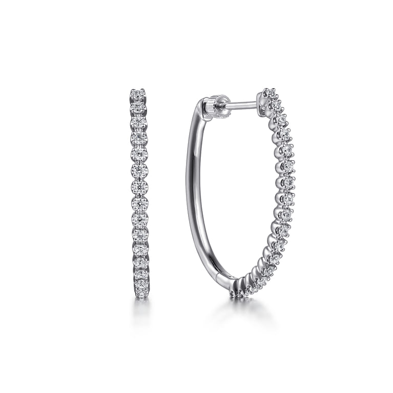 14K White Gold 30mm Diamond Hoop Earrings - 0.5 ct - Shot 1