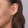 14K White Gold 30mm Diamond Hoop Earrings - 0.5 ct