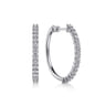 14K White Gold 30mm Diamond Hoop Earrings - 0.95 ct