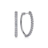 14K White Gold 30mm Diamond Oval Hoop Earrings - 0.95 ct