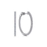 14K White Gold 30mm Inside Out Diamond Hoop Earrings - 0.9 ct