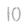 14K White Gold 30mm Round Classic Inside Out Diamond Hoop Earrings - 1.7 ct