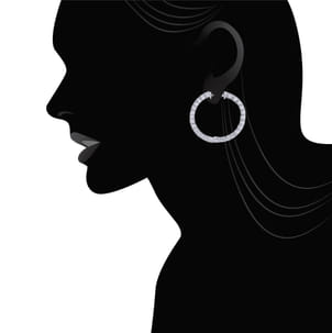 14K White Gold 30mm Round Inside Out Diamond Hoop Earrings