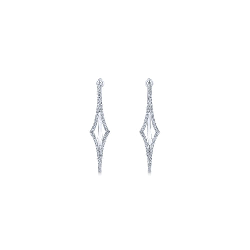 14K White Gold 35mm Diamond Hoop Earrings - 0.5 ct - Shot 3