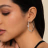 14K White Gold 40mm Diamond Baguette and Round Station Classic Hoop Earrings - 1.25 ct