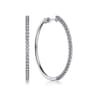 14K White Gold 40mm Diamond Hoop Earrings - 0.5 ct