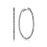 14K White Gold 40mm Diamond Inside Out Hoop Earrings - 1.1 ct