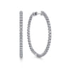 14K White Gold 40mm Diamond Inside Out Hoop Earrings - 2 ct