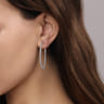 14K White Gold 40mm Diamond Inside Out Hoop Earrings - 2 ct