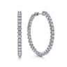 14K White Gold 40mm Diamond Inside Out Hoop Earrings - 3.05 ct
