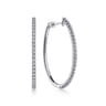 14K White Gold 40mm Diamond Oval Hoop Earrings - 0.5 ct