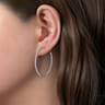 14K White Gold 40mm Inside Out Diamond Hoop Earrings - 1.3 ct